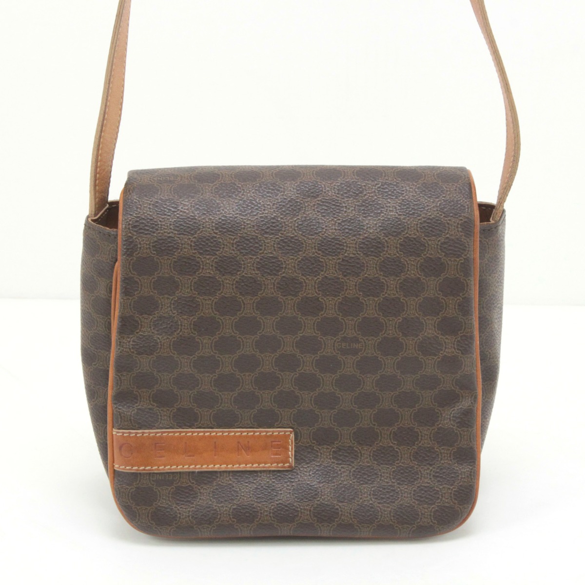 【中古】CELINE セリーヌ マカダム柄 ショルダーバッグ ブラウン Bランク|リサイクルビッグバン店