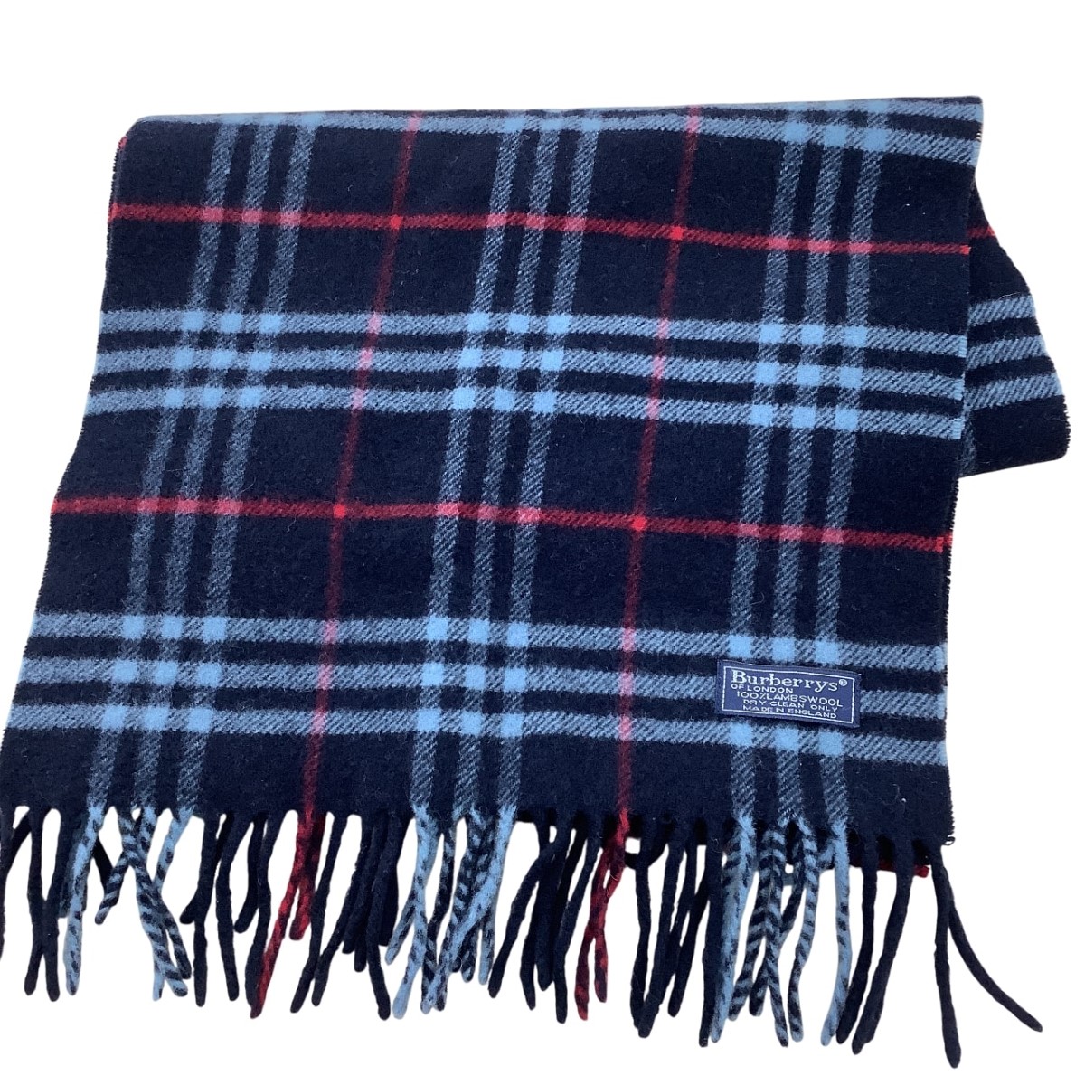 楽天市場】BURBERRY(バーバリー）マフラー ノバチェック ブルー【中古