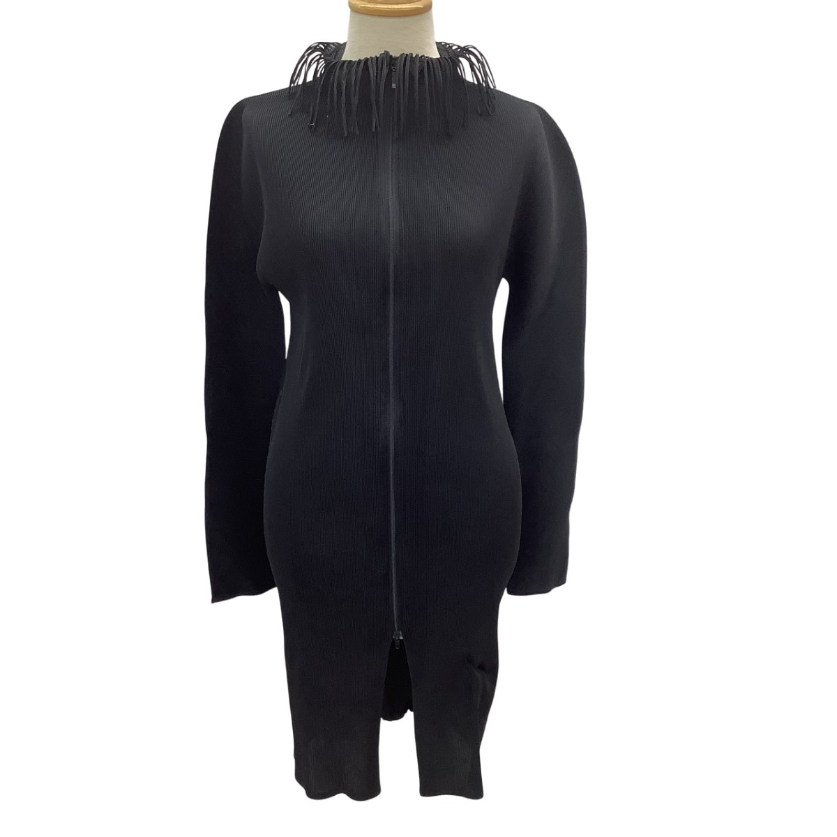 【中古】ISSEY MIYAKE イッセイミヤケ PLEATS PLEASE ジップアップ ワンピース SIZE 3 PP21-FC005 ブラック Bランク