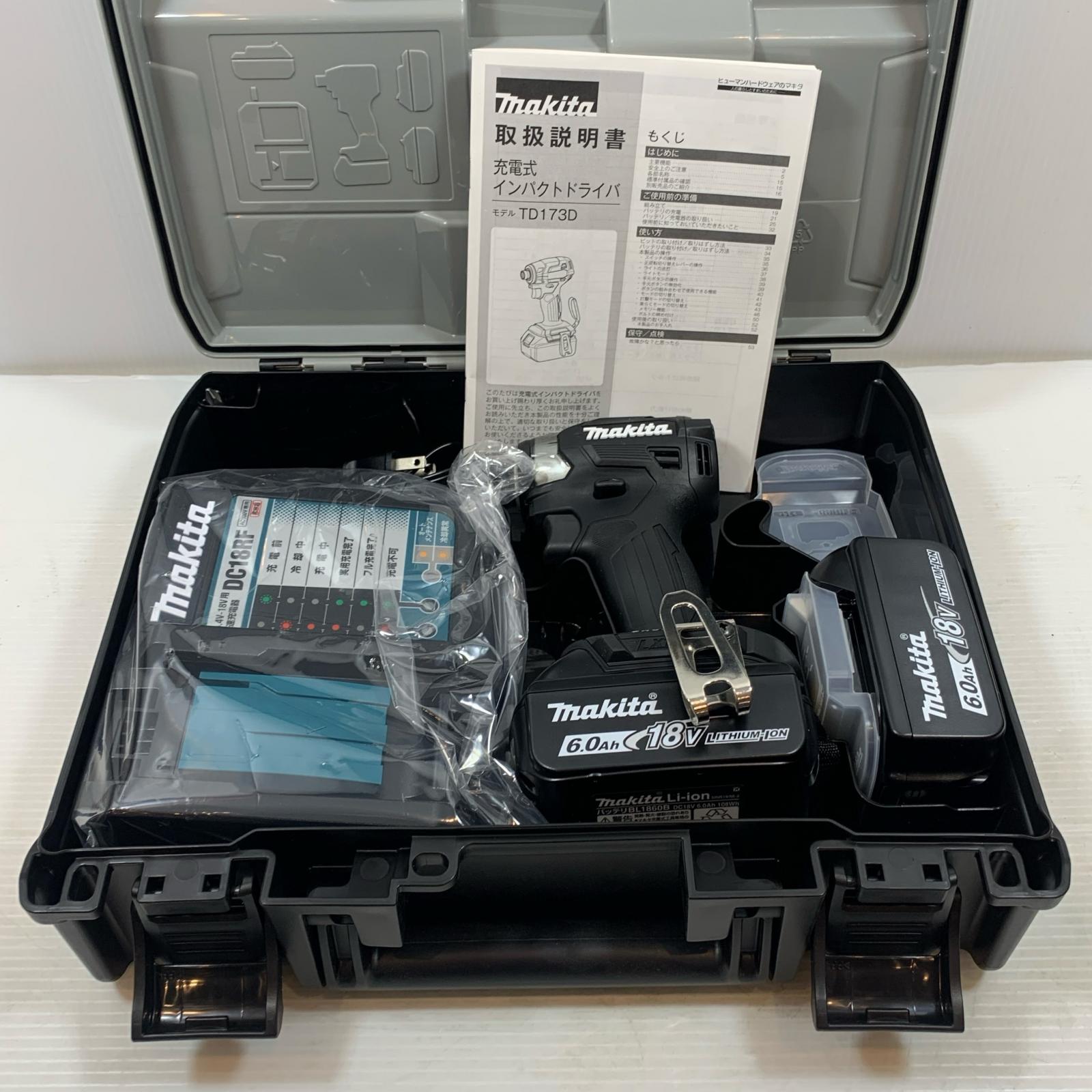 κκ【中古】MAKITA マキタ 締め付け工具 インパクトドライバ コードレス式 18v 6.0Ah 729221 TD173DRGXB ブラック Sランク