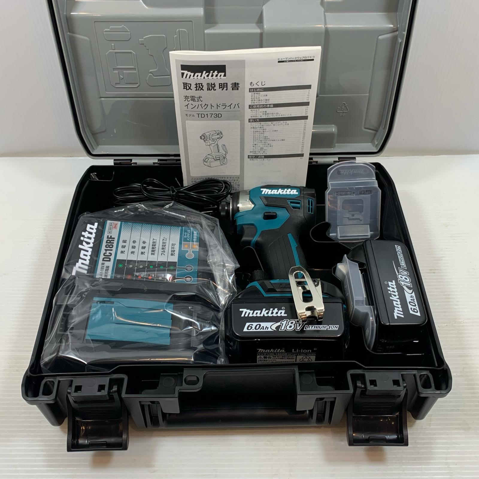 κκ【中古】MAKITA マキタ 締め付け工具 インパクトドライバ 18v 6.0Ah 440259 TD173DRGX ブルー Sランク