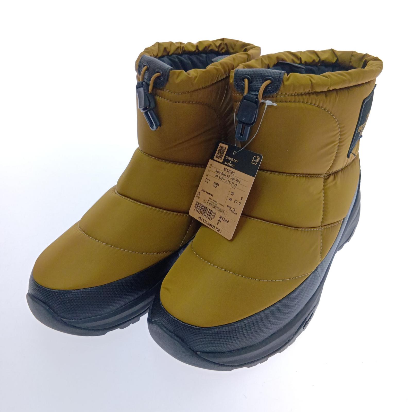 □□【中古】THE NORTH FACE ザノースフェイス ヌプシ ブーティ ウォータープルーフ ロゴ ショート 27cm NF52280 オリーブ Aランク