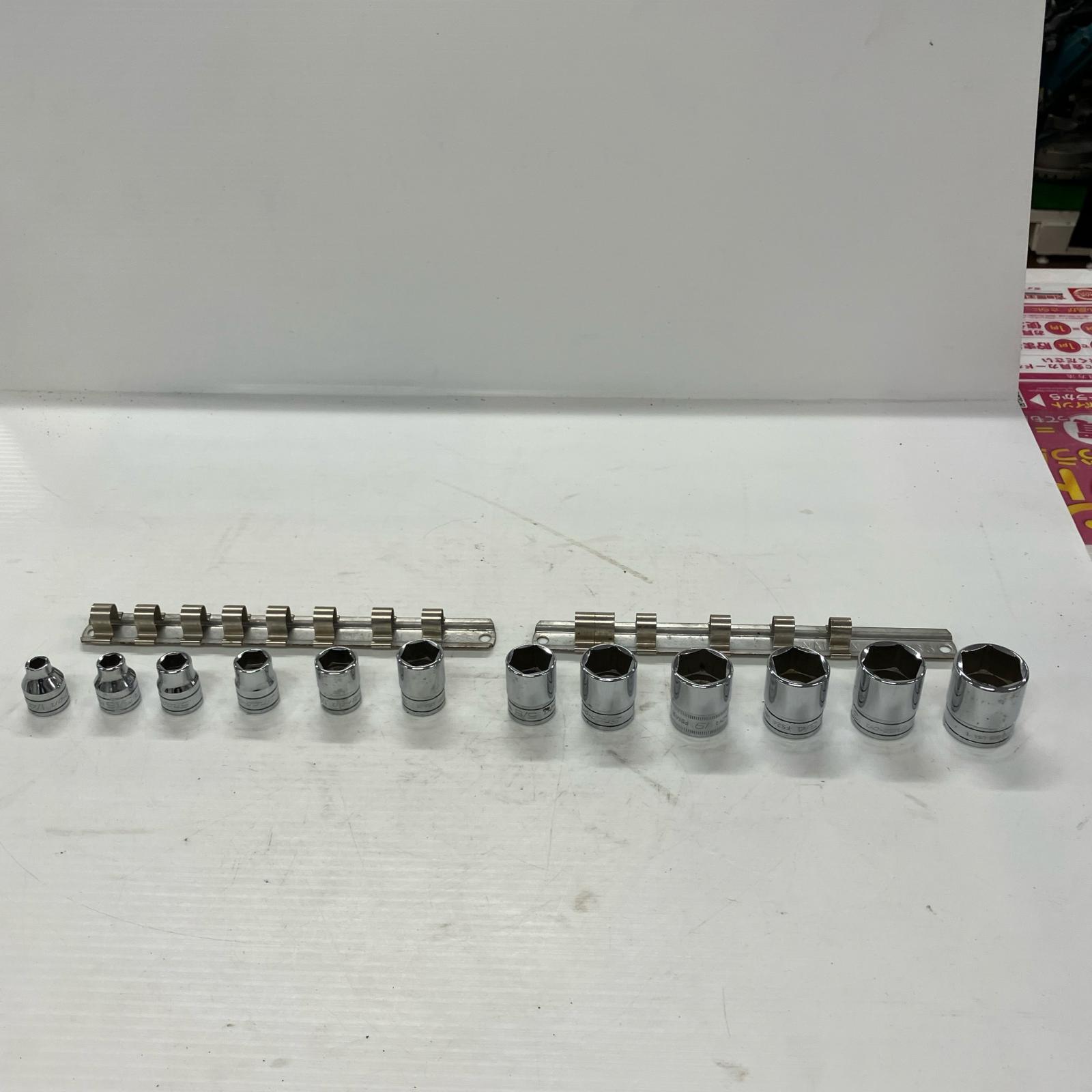 【中古】Snap-on スナップオン ソケット 12点ｾｯﾄ 1/4・5/16・3/8・7/16・1/2・9/16・5/8・11/16・19・3/4・13/16・7/8 Bランク｜リサイクルビッグバン店