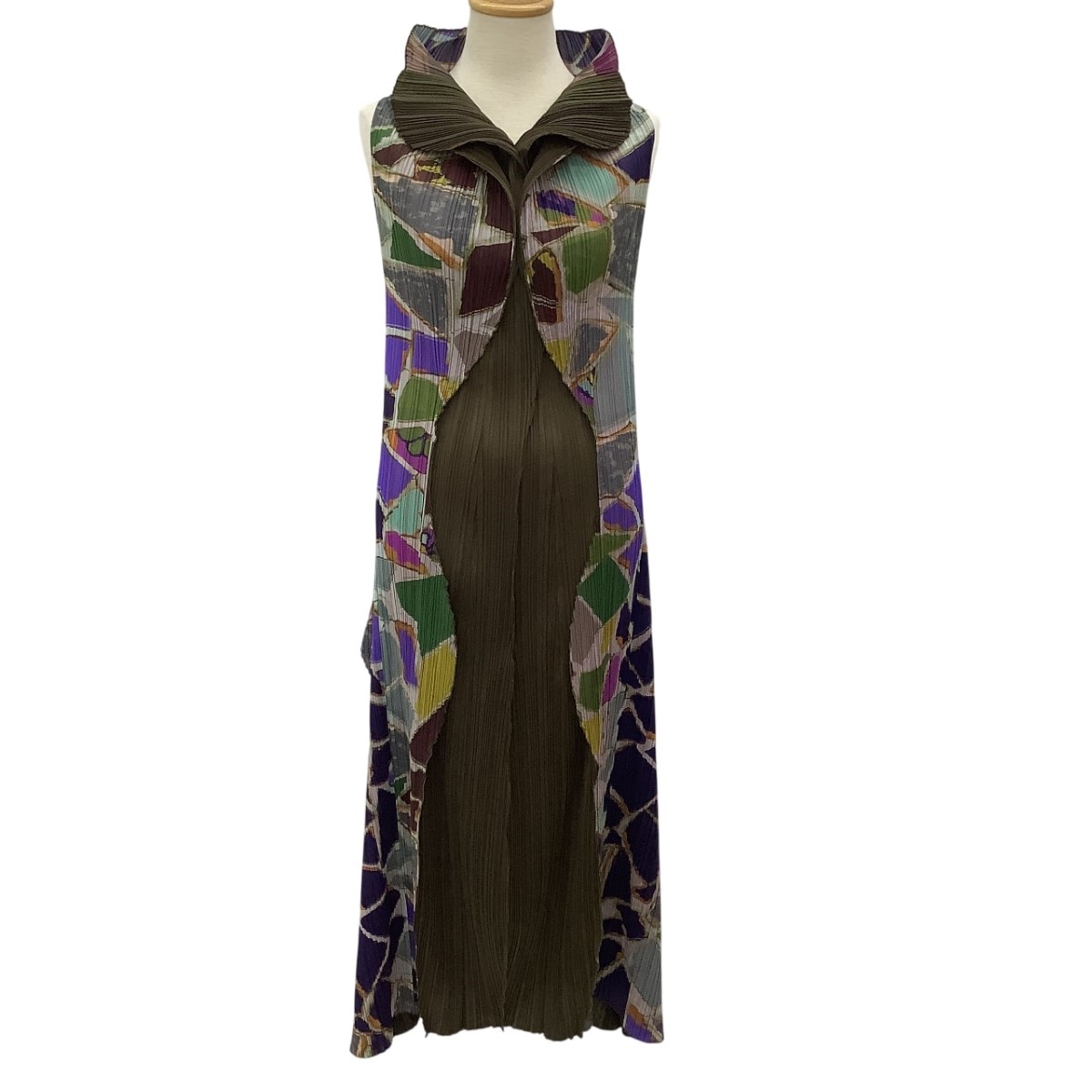 【中古】ISSEY MIYAKE イッセイミヤケ PLEATS PLEASE変形 ワンピース SIZE 4 PP33-JH737 ブラウン Bランク|リサイクルビッグバン店