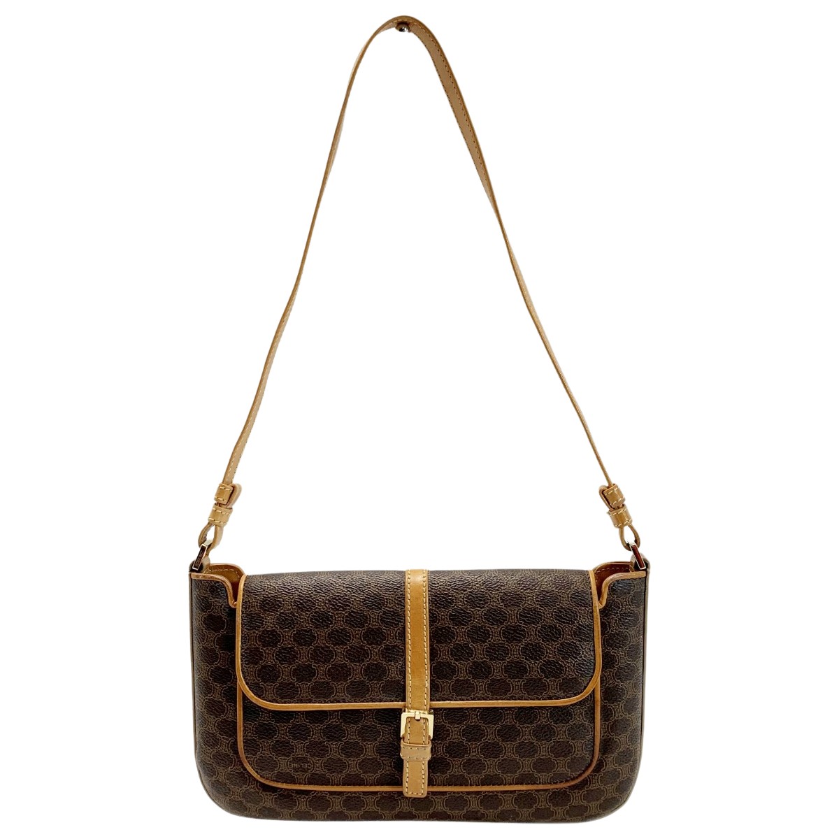 【中古】CELINE セリーヌ ワンショルダーバッグ CELINE マカダム柄 ブラウン レディース Bランク