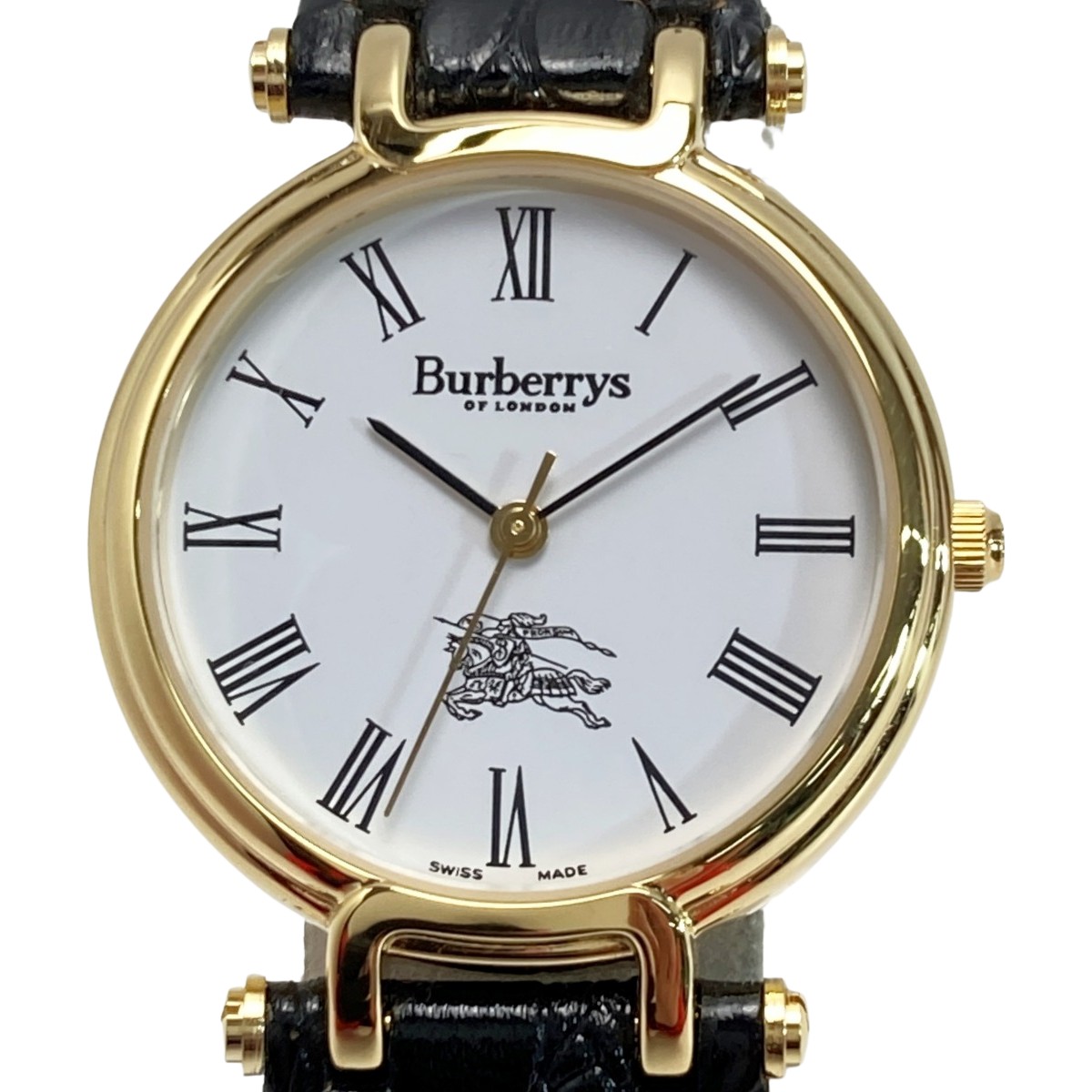 【中古】Burberrrys バーバリーズ ローマン 3200 ホワイト クォーツ メンズ 腕時計 Bランク｜リサイクルビッグバン店
