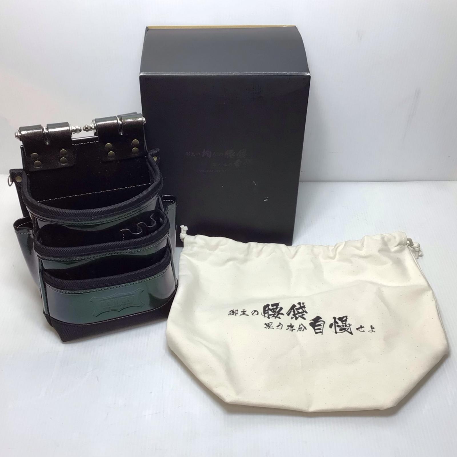 ΘΘ【中古】KNICKS チェーン店印字機総ヌメ革当て嵌める3段腰袋 座標軸A KBB-301DDX ﾏｼﾞｮｰﾗｶﾗｰ 緑であること A序列付ける