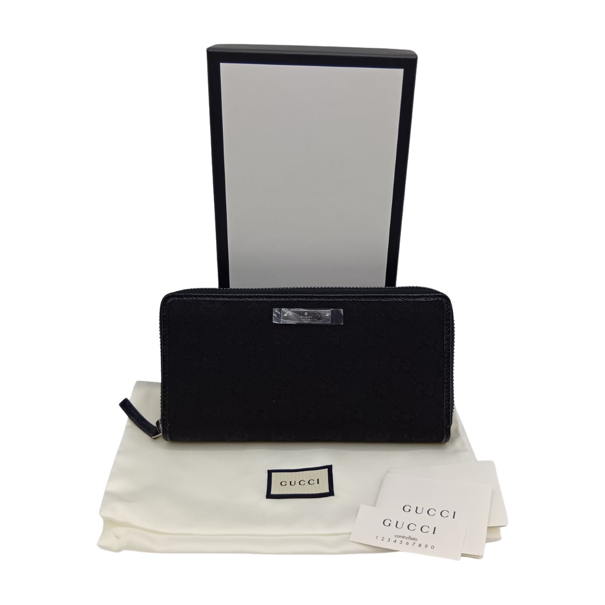 【中古】GUCCI グッチ GG ラウンドファスナー財布 長財布 307980.2067 ブラック 箱・布袋付 Aランク