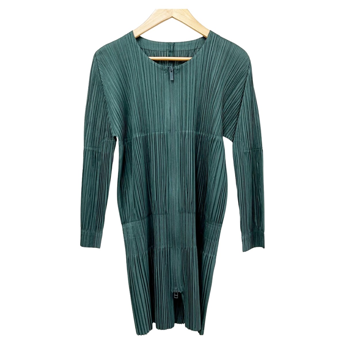 ◆◆【中古】PLEATS PLEASE ISSEY MIYAKE イッセイミヤケ ジップワンピース size3 PP33-JA411 グリーン Bランク