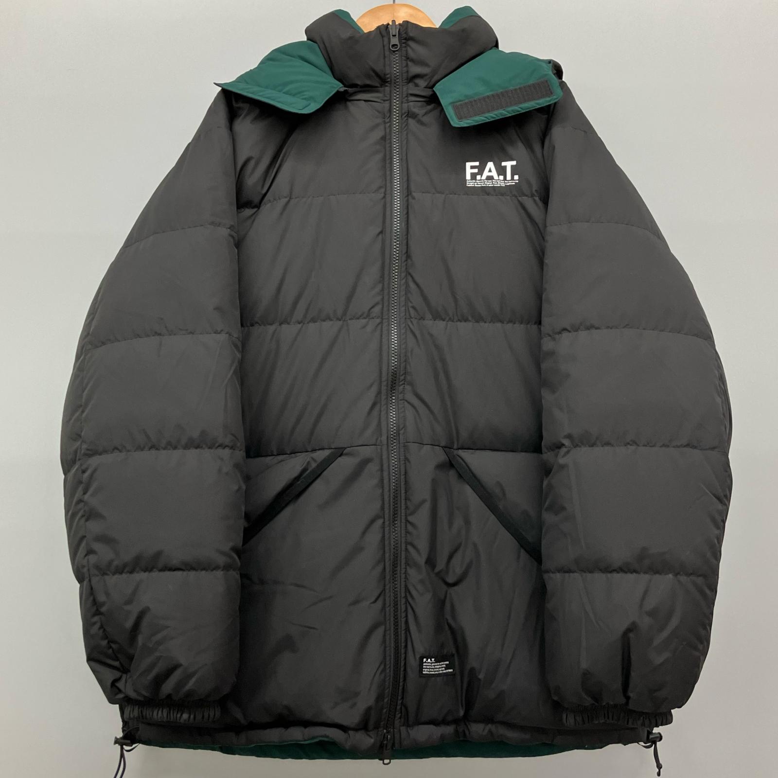 △△【中古】FAT エフエーティ SIERRADUBリバーシブルダウンジャケット  SKINNY ブラック×グリーン Bランク