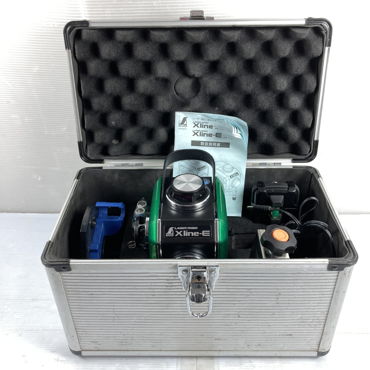 【中古】シンワ測定 緑であることレーザ墨出し器 フルライン・地墨はりつけ台 (受光器・容れもの付) ※目盛り調整歴曖昧模糊たる 71610 緑であること A序列付ける