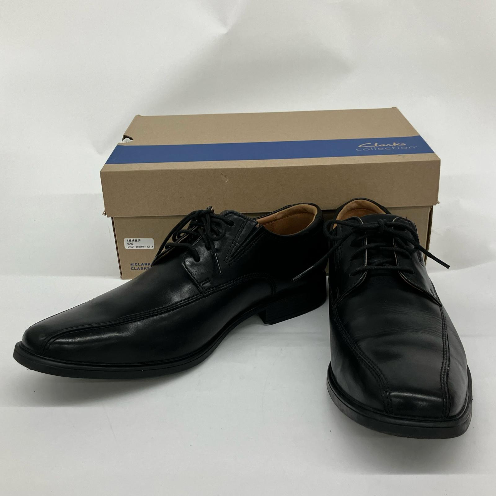 △△【中古】CLARKS クラークス TILDEN WALK ビジネスシューズ ブラック Aランク