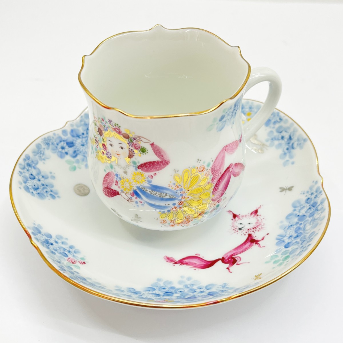 【中古】Meissen マイセン 西洋陶磁 真夏の夜の夢カップ＆ソーサー 7&3 Bランク