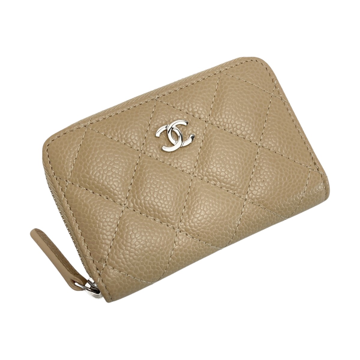 【中古】CHANEL シャネル マトラッセ クラシックジップコインケース AP0216 ベージュ キャビア人はだ 御釣り入れ ギャランティカード有 B序列付ける