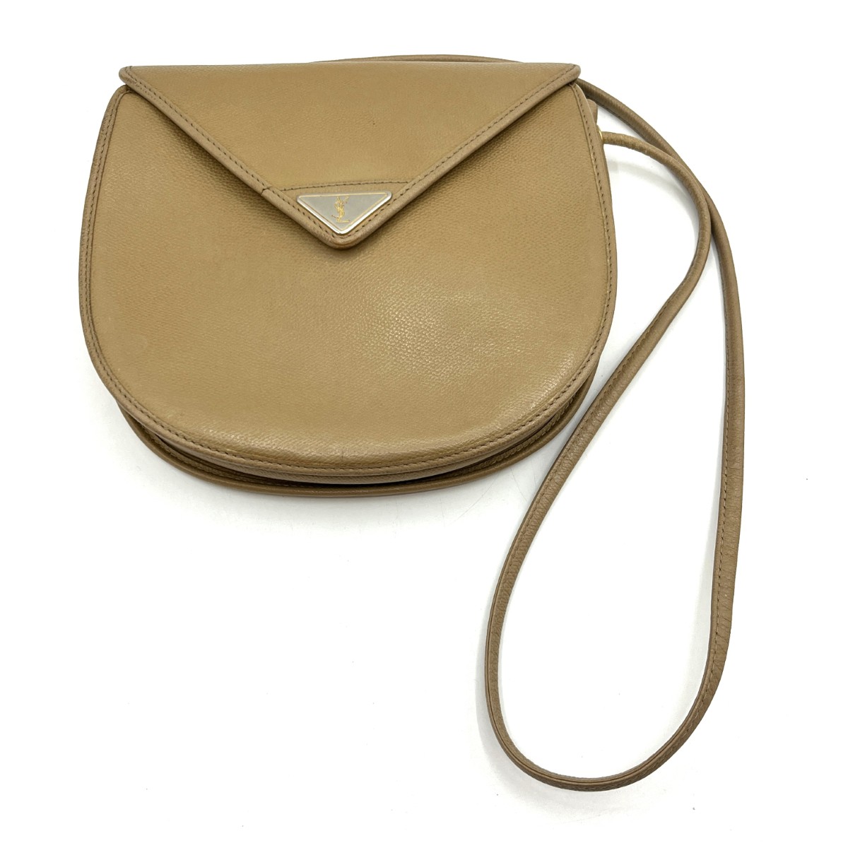 【中古】Yves Saint Laurent イブサンローラン イブサンローラン ショルダーバッグ YSL ロゴタイプ 金具  ベージュ ベージュ C序列付ける