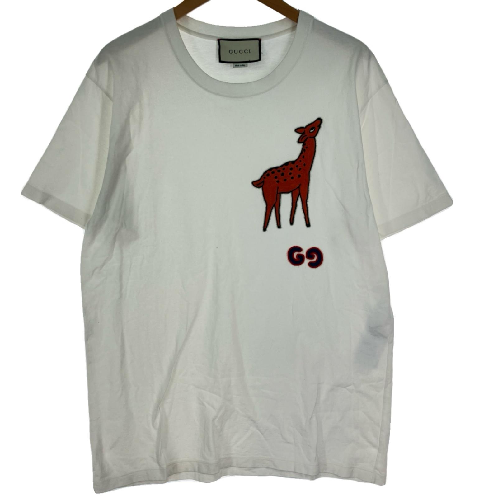 【中古】GUCCI グッチ ディアパッチオーバーサイズTシャツ Sサイズ CA37394/CA14517 ホワイト Bランク