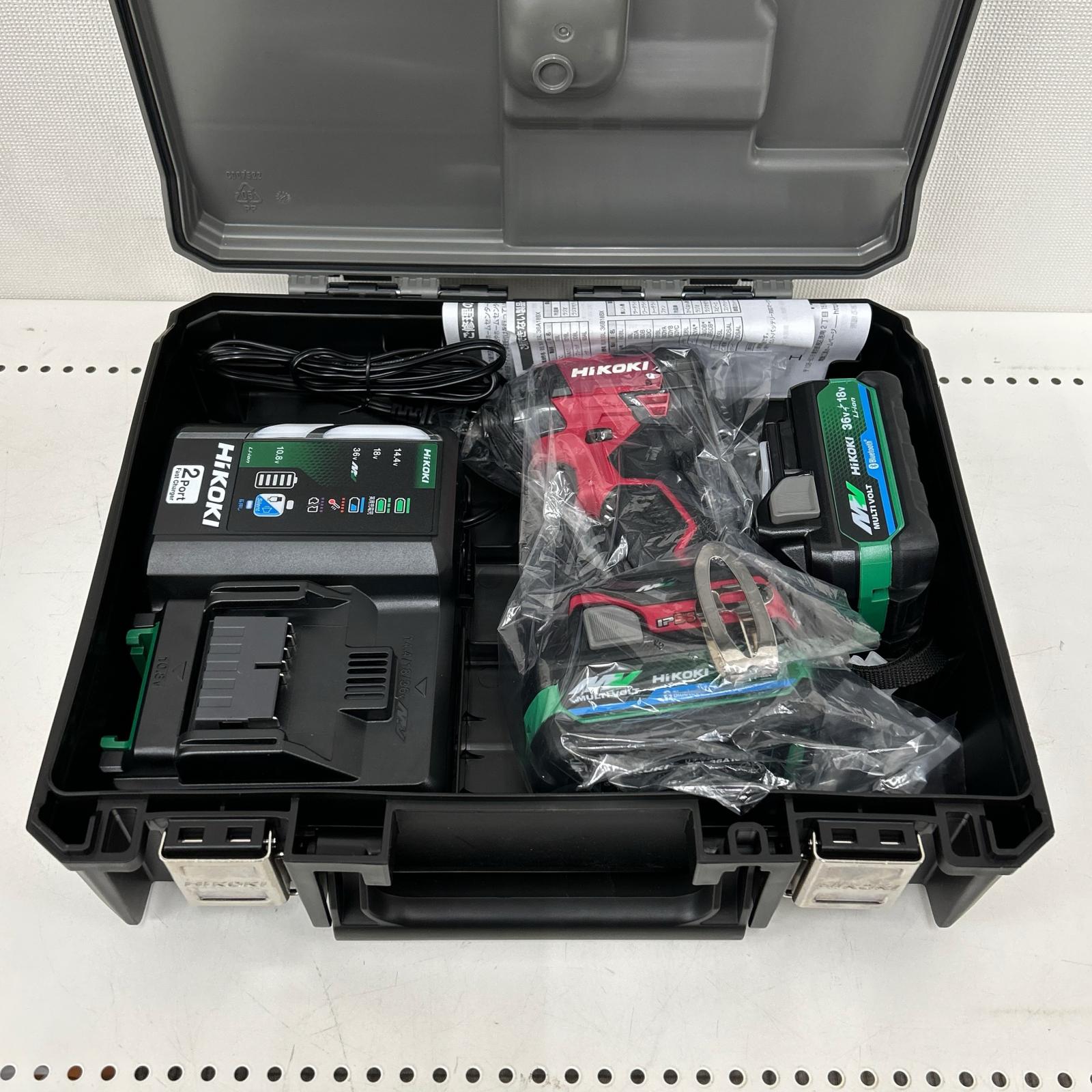▼▼【中古】HiKOKI ハイコーキ インパクトドライバ 充電器・充電池2個・ケース付 WH36DD 2XHRSZ レッド Aランク