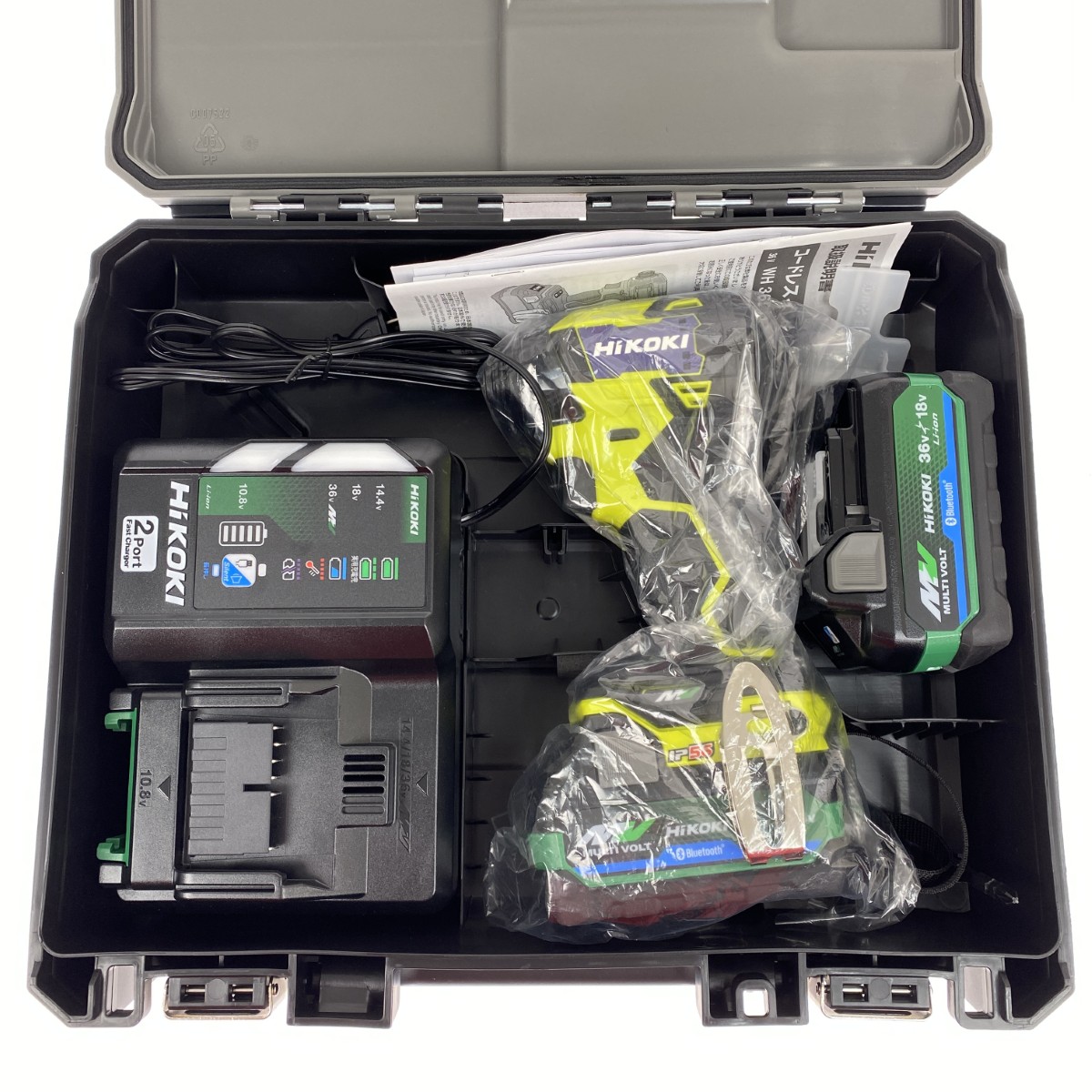 ##【中古】HiKOKI ハイコーキ 36V コードレスインパクトドライバ WH36DD スパイダーイエロー 充電器・充電池2個・ケース付 Sランク