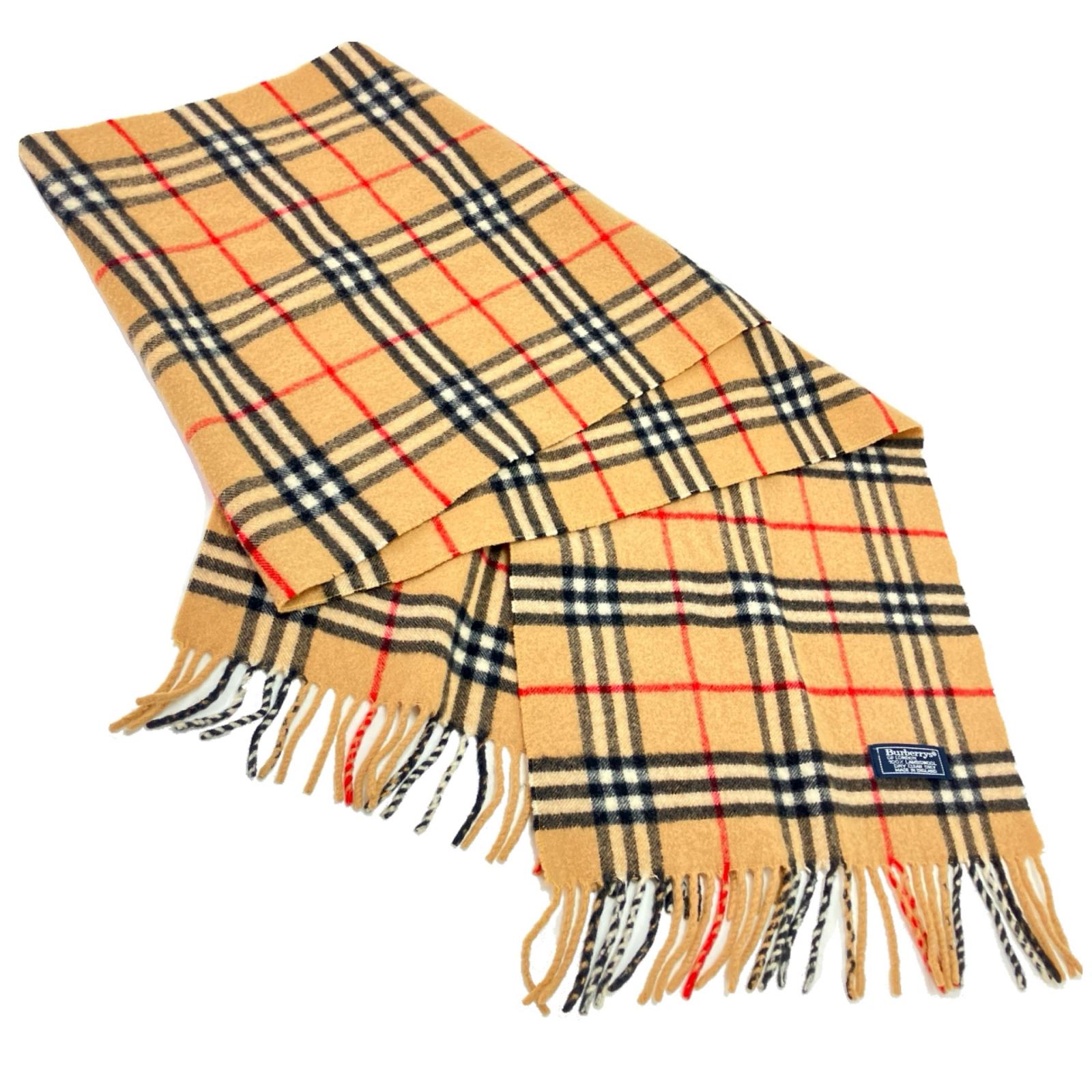 【中古】Burberrys バーバリーズ ベージュ チェック LAMBS WOOL ベージュ Bランク