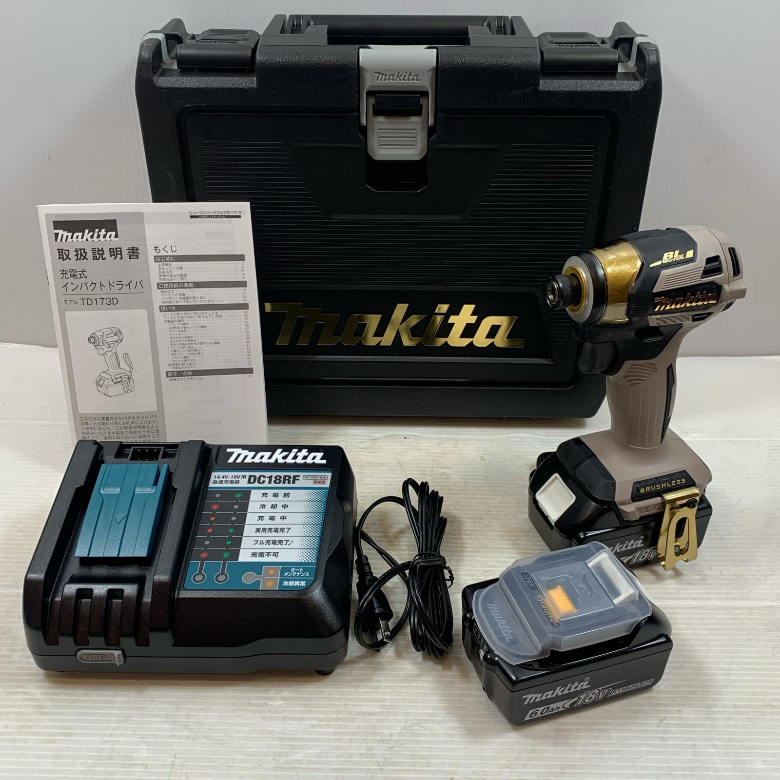 κκ【中古】MAKITA マキタ 締め付け工具 インパクトドライバ コードレス式 18v 6.0Ah 833457【LXT20周年記念カラー】 TD173DGXPG プレミアムグレージュ Sランク
