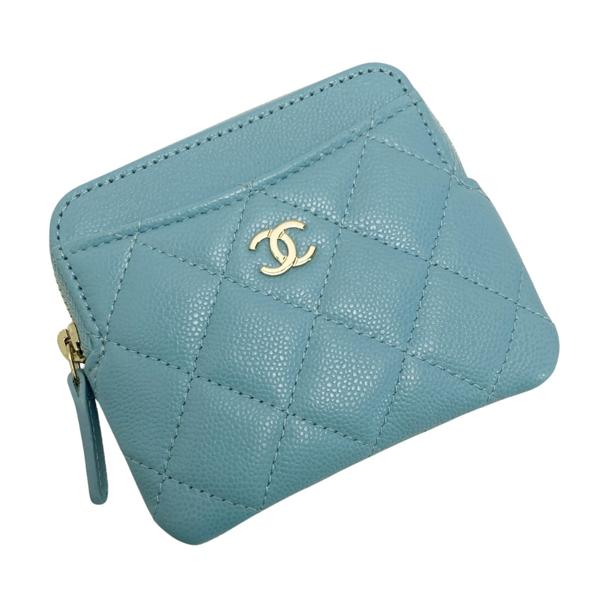 【中古】CHANEL シャネル マトラッセ ジップ コインケース AP2061 ライトブルー キャビアスキン フラグメントケース 財布 Bランク 67,458円