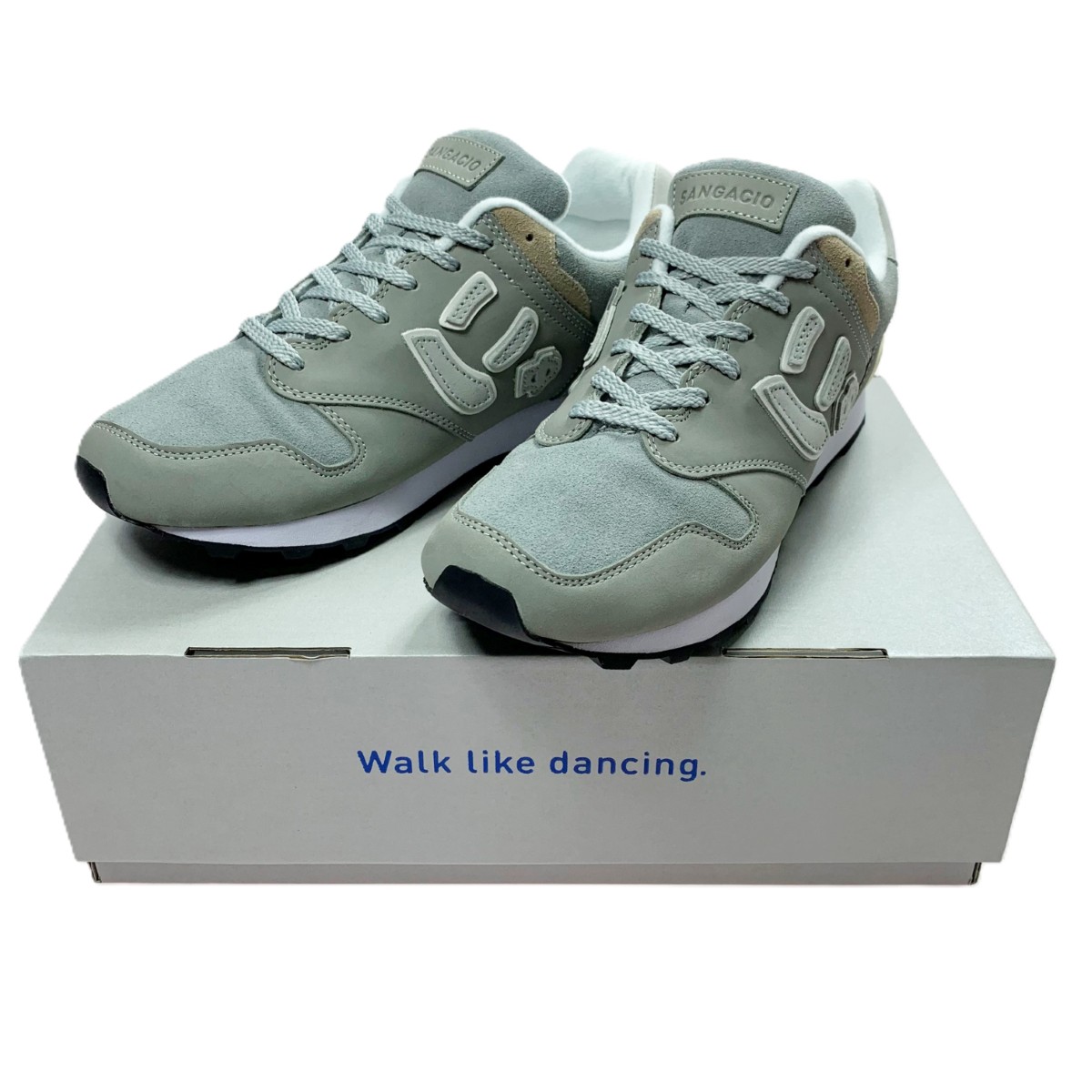 【中古】Sangacio にゅ～ず『GRAY』10周年制限事項模範例 薄墨色 スニーカー SIZE 27糎 メンズ 箱有 B位置付ける 靴-スニーカー