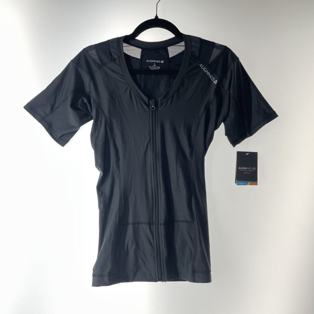 〇〇【中古】ALIGNMED 姿勢矯正・コンプレッションインナー ポスチャーシャツ 2.0 ジッパー メンズ SIZE S ブラック Sランク