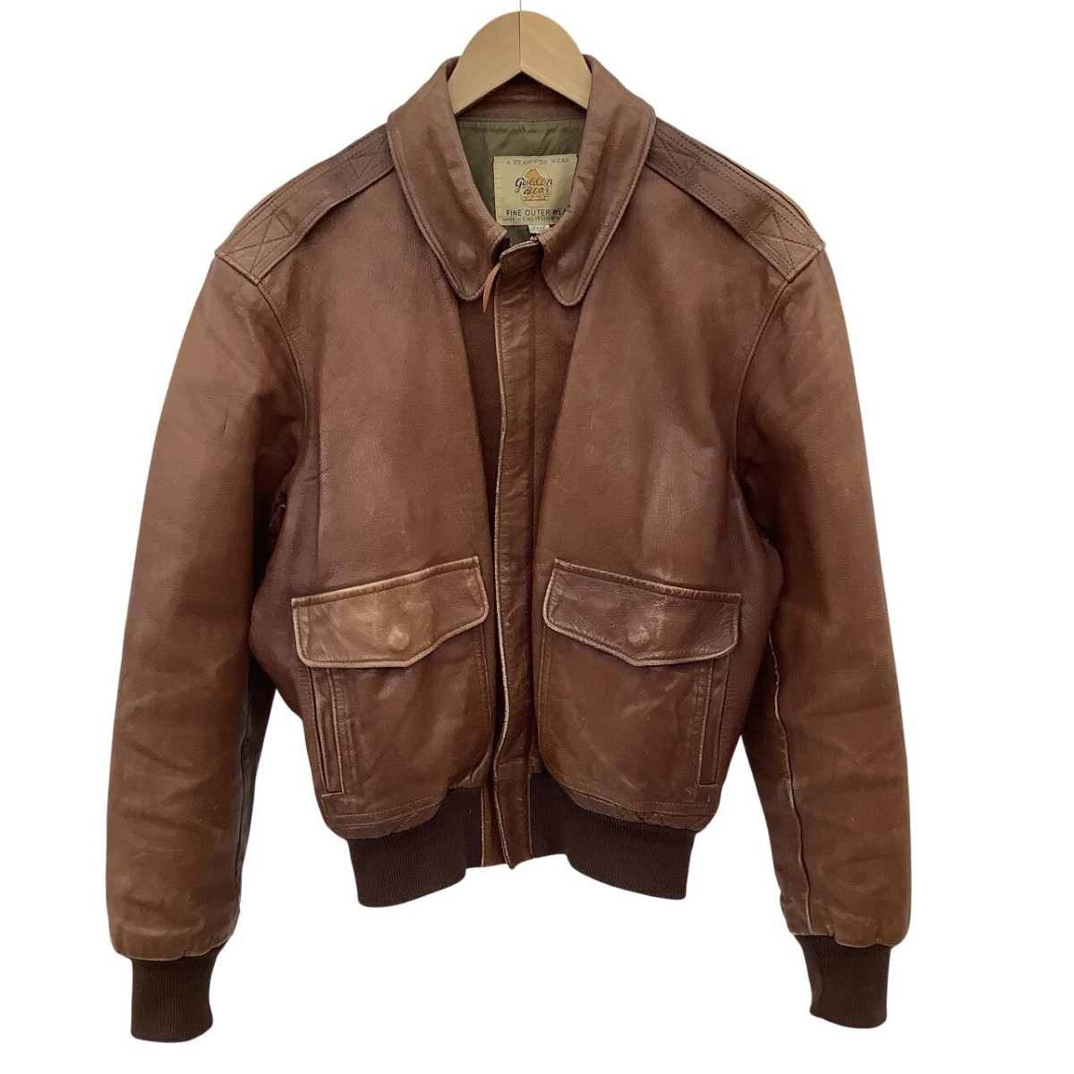 【中古】Golden Bear ゴールデンベア メンズ Ａ2タイプレザージャケット ブラウン Cランク