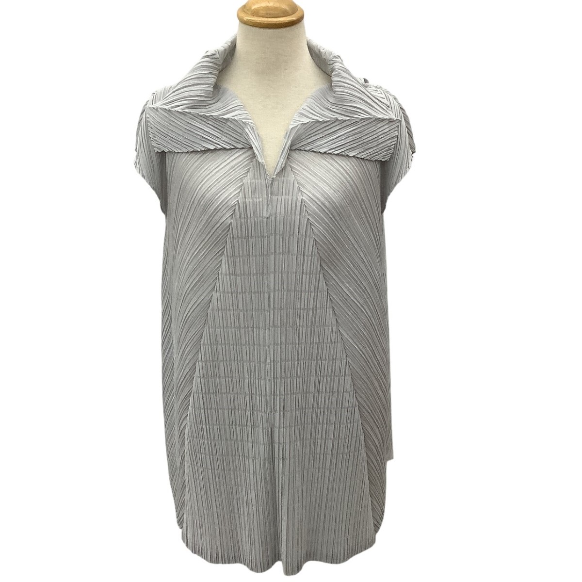 【中古】ISSEY MIYAKE イッセイミヤケ PLEATS PLEASE 変形 カットソー SIZE 2 PP01-JT623 グレー Bランク
