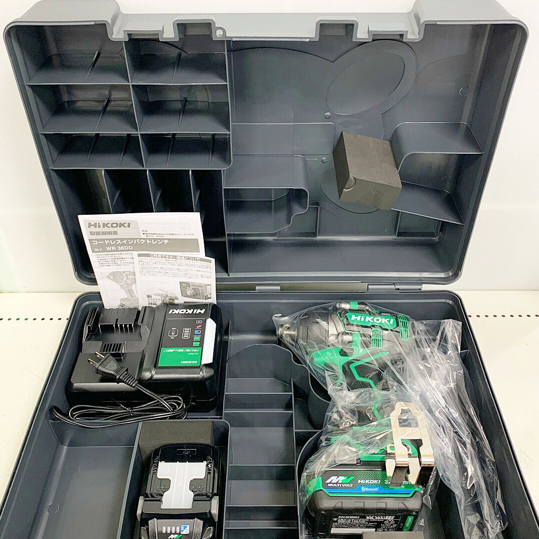 【中古】HiKOKI ハイコーキ 36Ｖ コードレスインパクトレンチ 申し受ける器・申し受ける池2個・容れもの付 WR36DD S位置づける