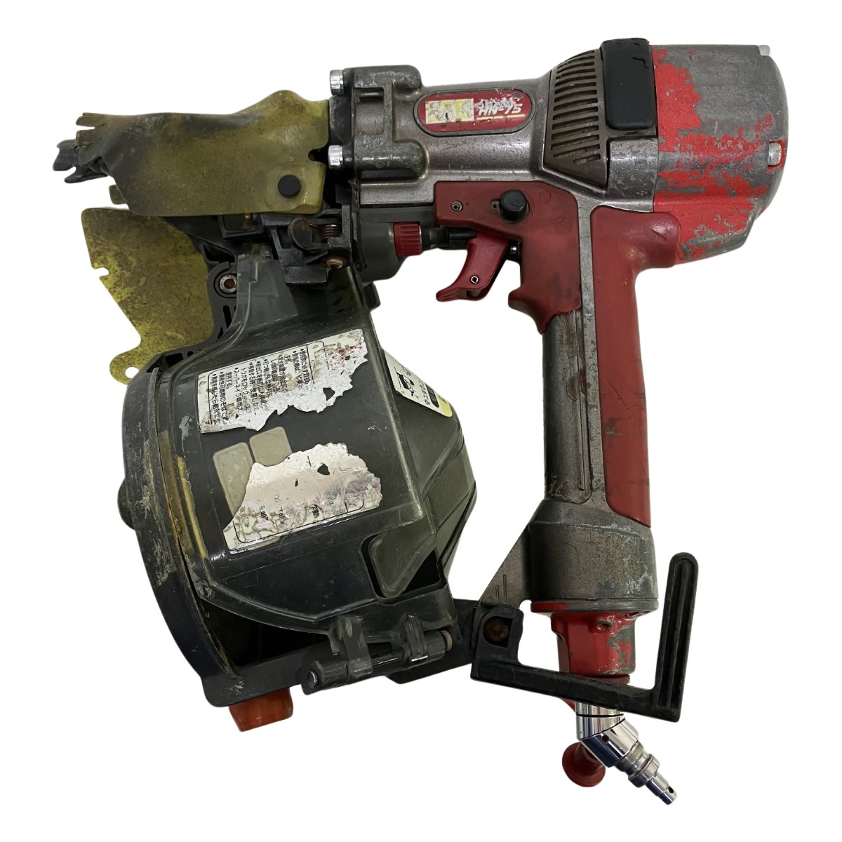 【中古】MAX マックス 75粍 高圧 エア湖釘打ち機 容れもの付 HN-75 赤いこと C位置づける