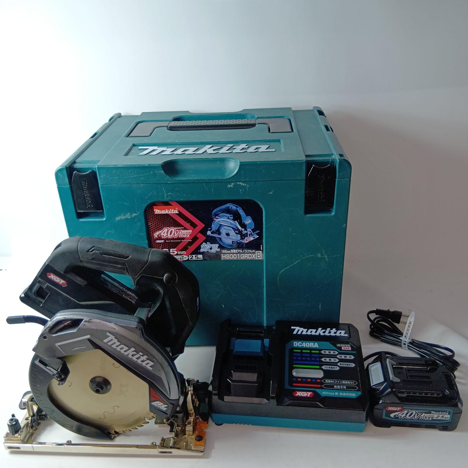 【中古】MAKITA マキタ 丸のこ HS001G 黒いこと 乾電池・申し受ける池1個・容れもの付 165粍 40v  B序列付ける