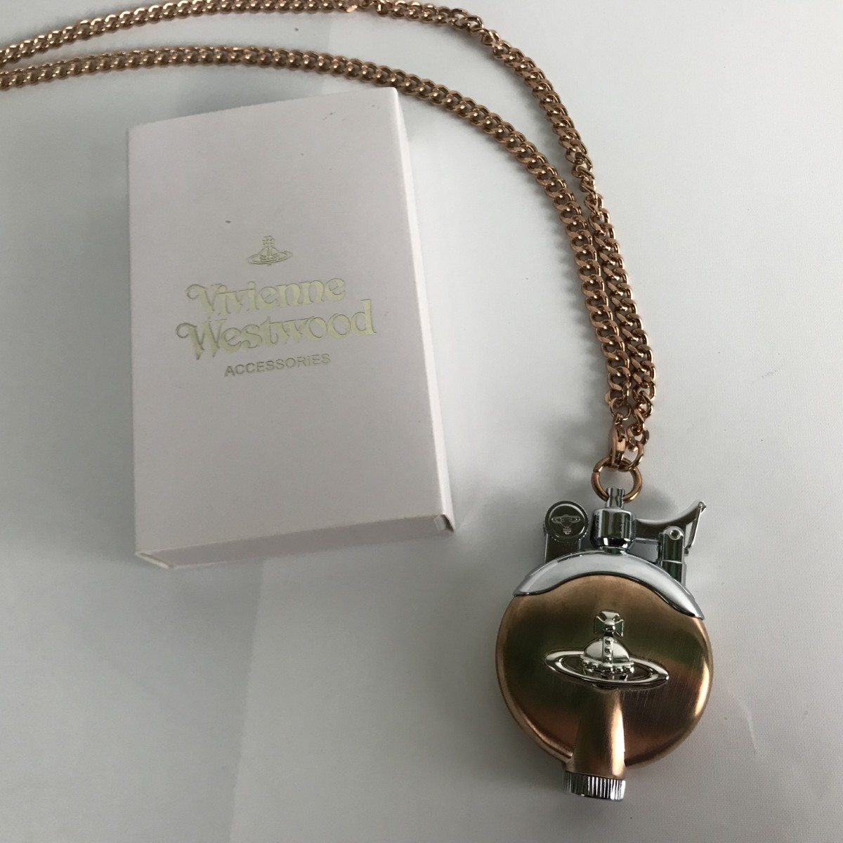 ■■【中古】Vivienne Westwood オイルライター ネックレス 90VL ピンクゴールド Bランク