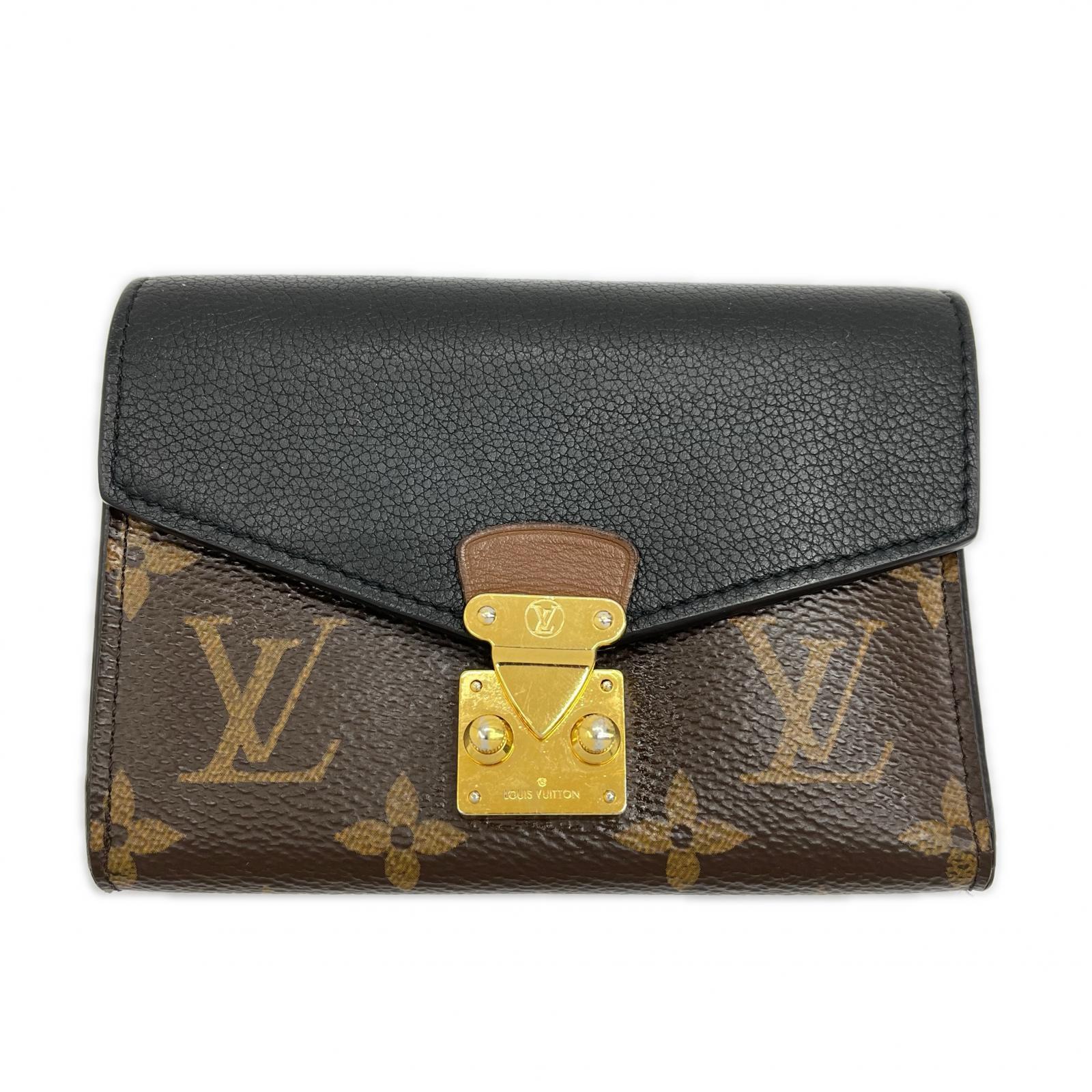 【中古】LOUIS VUITTON ルイヴィトン ポルトフィユパラスコンパクト モノグラム 3つ折り札入れ M67479 黒いこと×赤銅色 B価値づける