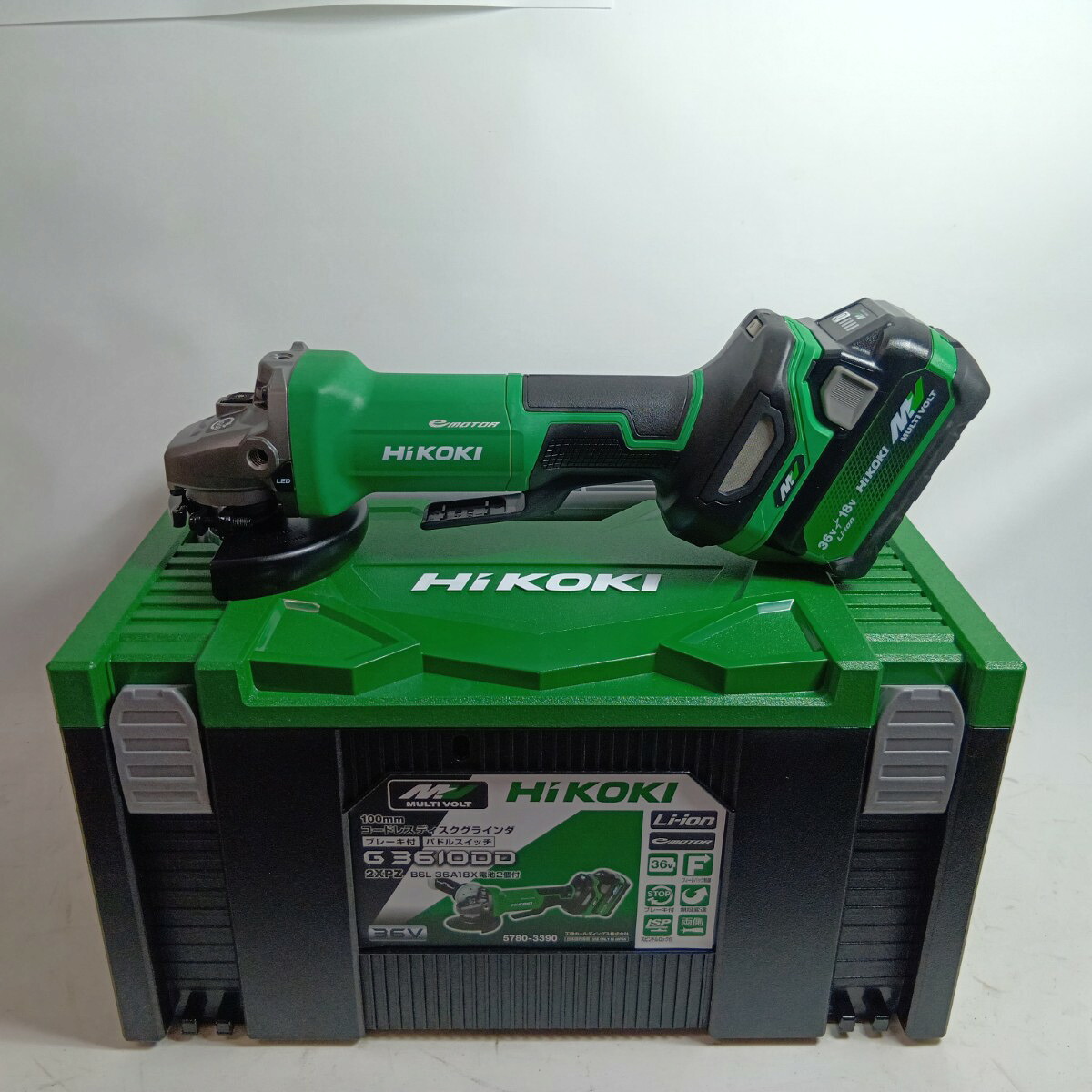 【中古】HiKOKI ハイコーキ レコード盤粉砕機 G3610DD 緑であること 未当て嵌める品(S) 申し受ける器・申し受ける池2個・容れもの付 コードレス式 36v J950575 S位置づける