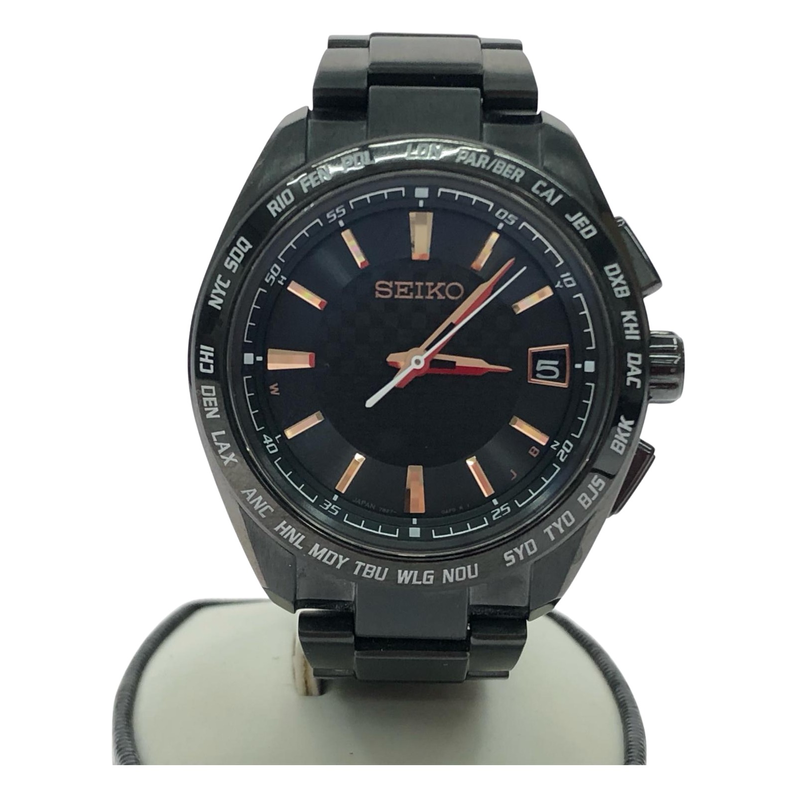 ▼▼【中古】SEIKO セイコー メンズ腕時計 電波ソーラー BRIGHTZ ブライツ オールブラック デイト 7B27-0AC0 Bランク