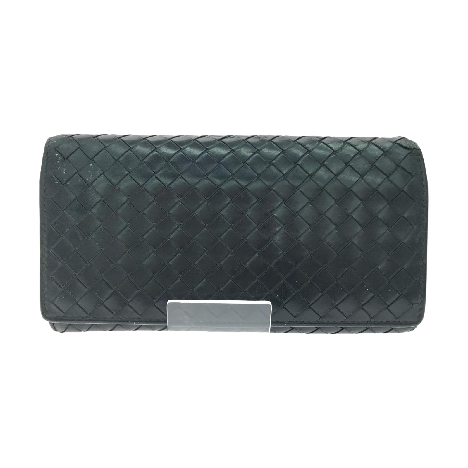 ▼▼【中古】BOTTEGA VENETA ボッテガヴェネタ メンズ 二つ折り長紙入れ イントレチャート ジッパーとっ始め欠品 156819 黒いこと C序列付ける
