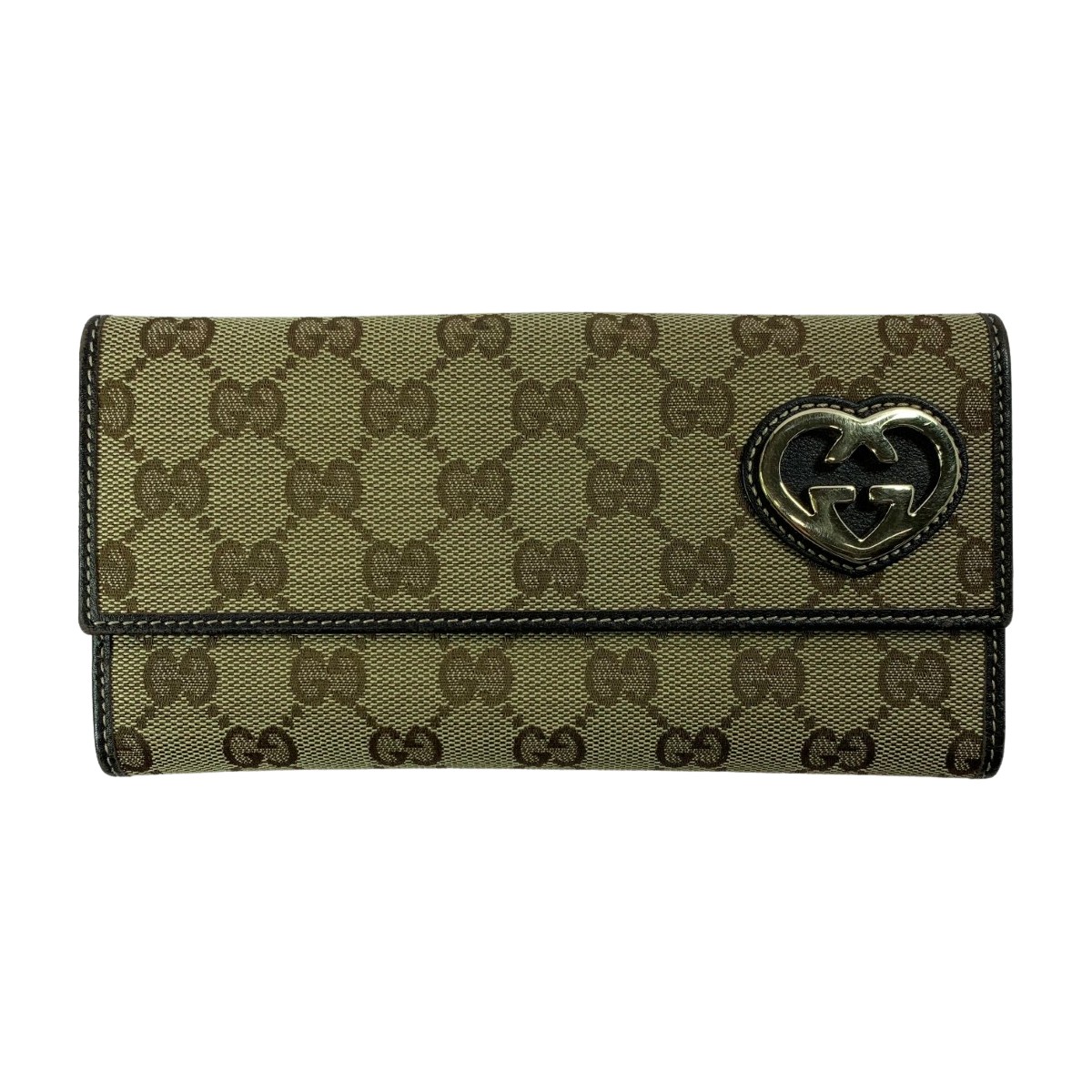 【中古】GUCCI グッチ LOVELY GGキャンバス キャンバス×レザー 245723 長財布 レディース Bランク