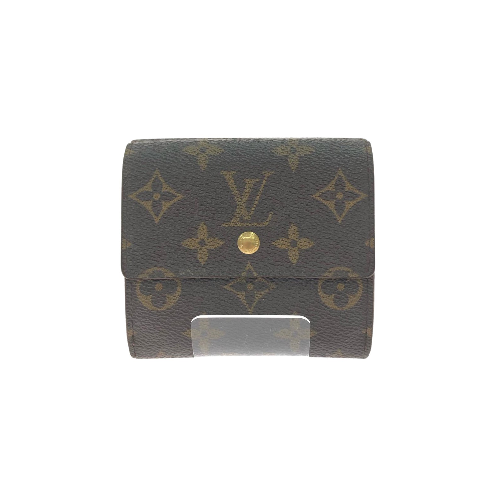 【エントリーポイント10倍｜7/19 20:00-7/26 1:59】【送料無料】【中古】LOUIS VUITTON ルイヴィトン レディース モノグラム Wホック ポルトモネ ビエ カルトクレディ ボタン難有 M61652 ブラウン Cランク｜リサイクルビッグバン店