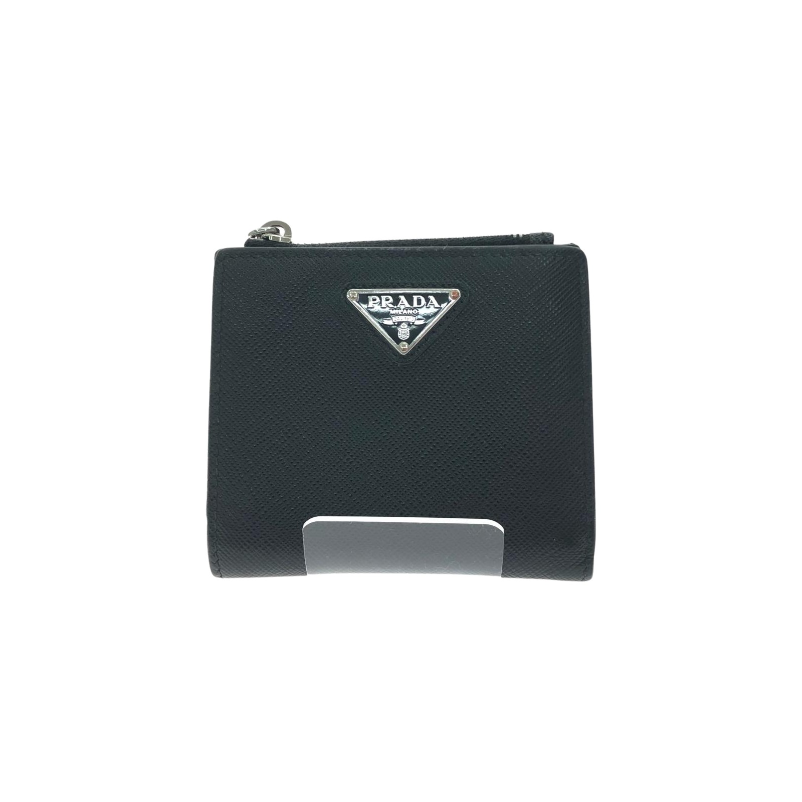 ▼▼【中古】PRADA プラダ レディース 二つ折り紙入れ サフィアーノ ３角形 コンパクトウォレット 1ML050 黒いこと B序列付ける