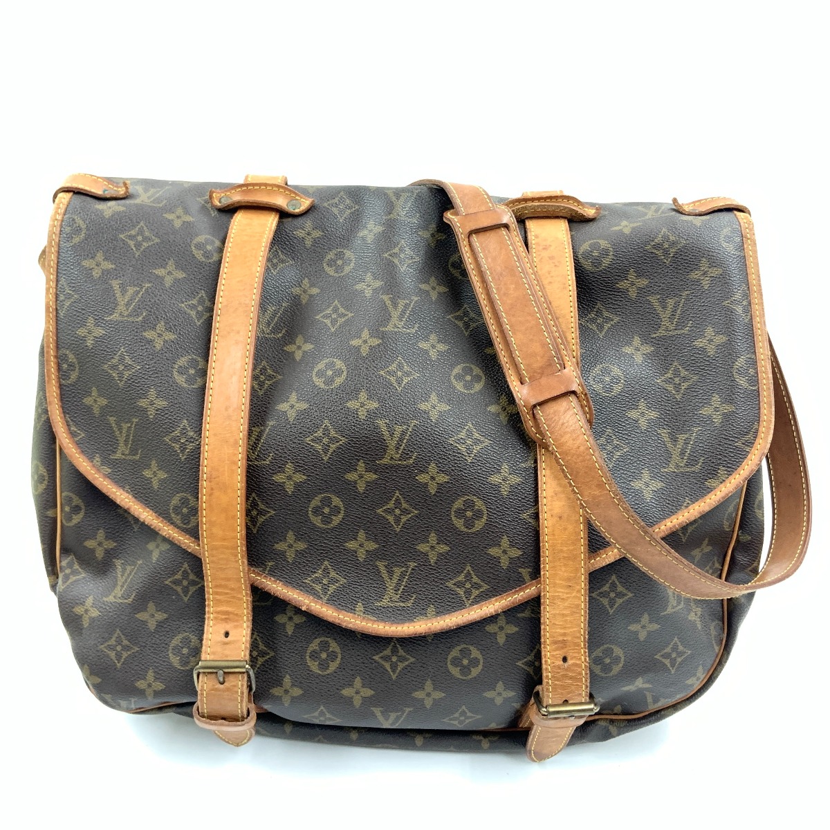 【エントリーポイント10倍｜7/19 20:00-7/26 1:59】【送料無料】【中古】LOUIS VUITTON ルイヴィトン モノグラム ソミュール 43 ショルダーバッグ M42252 ブラウン Cランク｜リサイクルビッグバン店