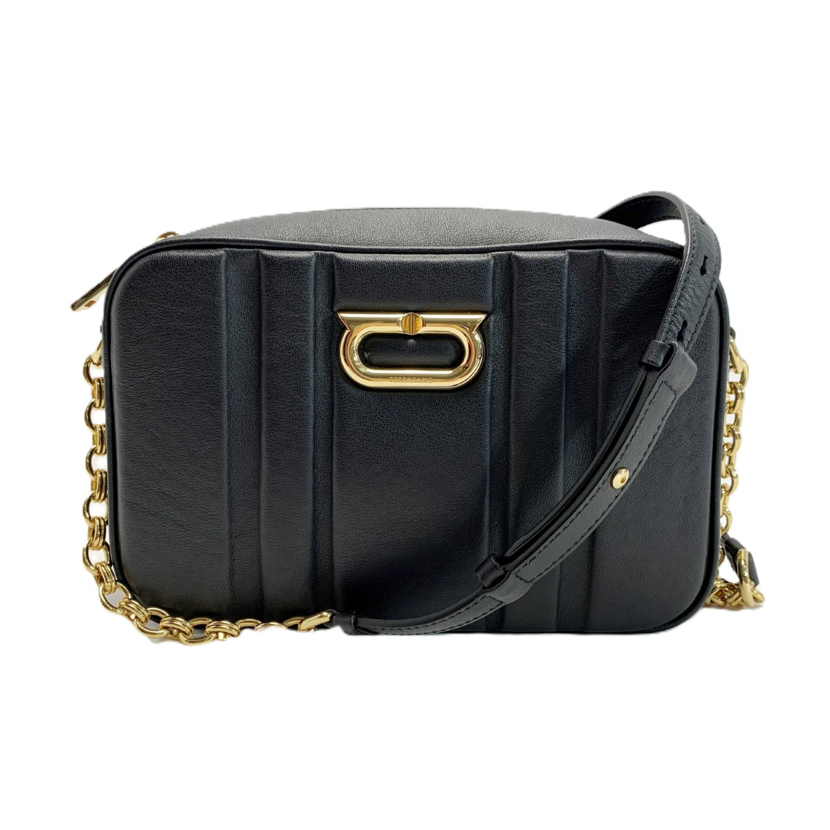 【中古】Salvatore Ferragamo サルヴァトーレフェラガモ グラフィックエンボス ショルダーバッグ AU-21 ブラック 布袋付 レザー Bランク