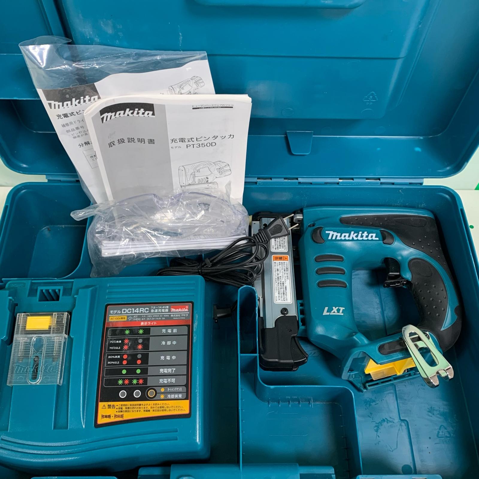【中古】MAKITA マキタ 14.4V 申し受ける式ピンタッカ 申し受ける器・容れもの付 PT350DZK A序列付ける