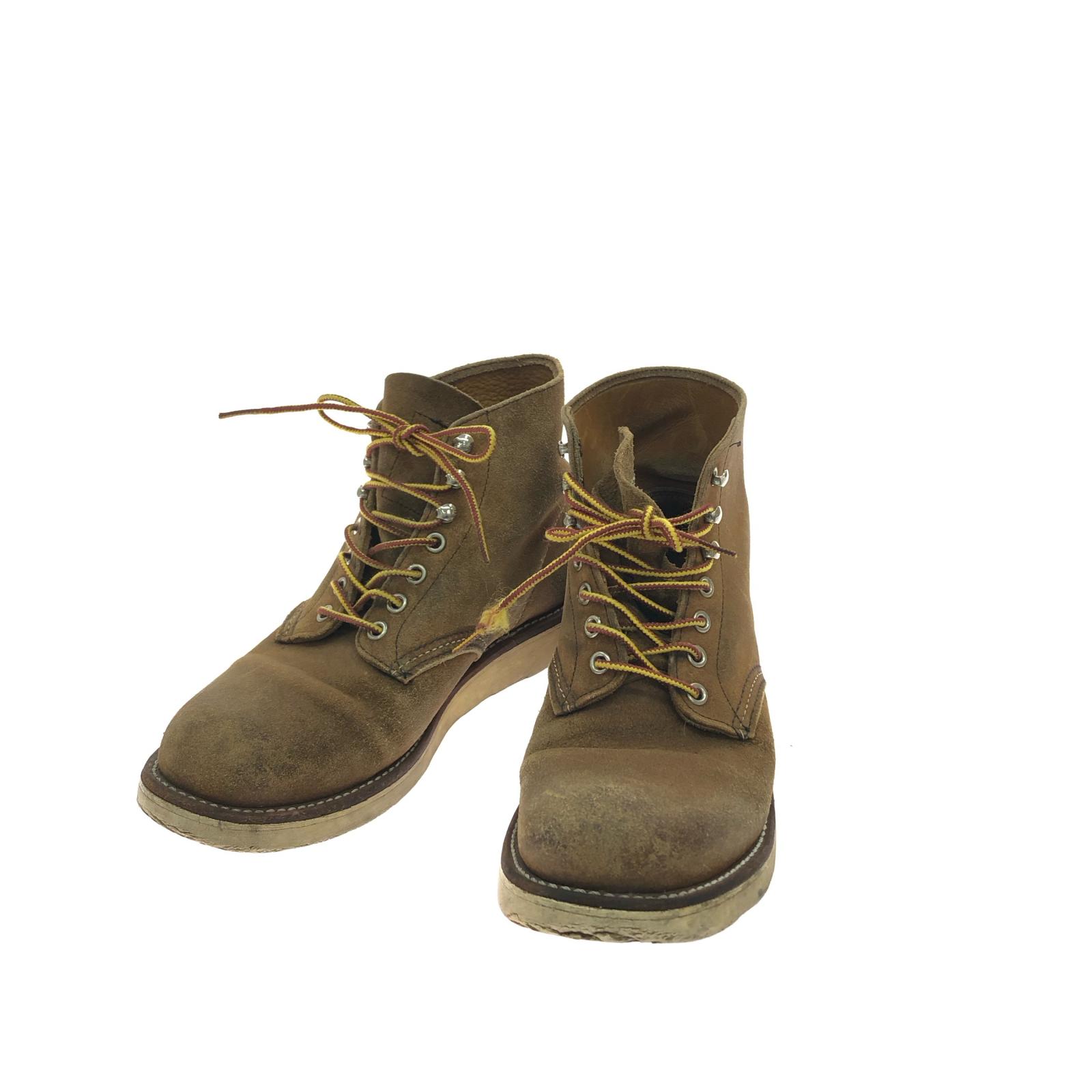 【中古】RED WING レッドウィング メンズブーツ 細工物ブーツ ラウンドトゥ ブーツ ホーソン プレーントゥ スエードクロス 25.5糎 8181 駱駝 B序列付ける