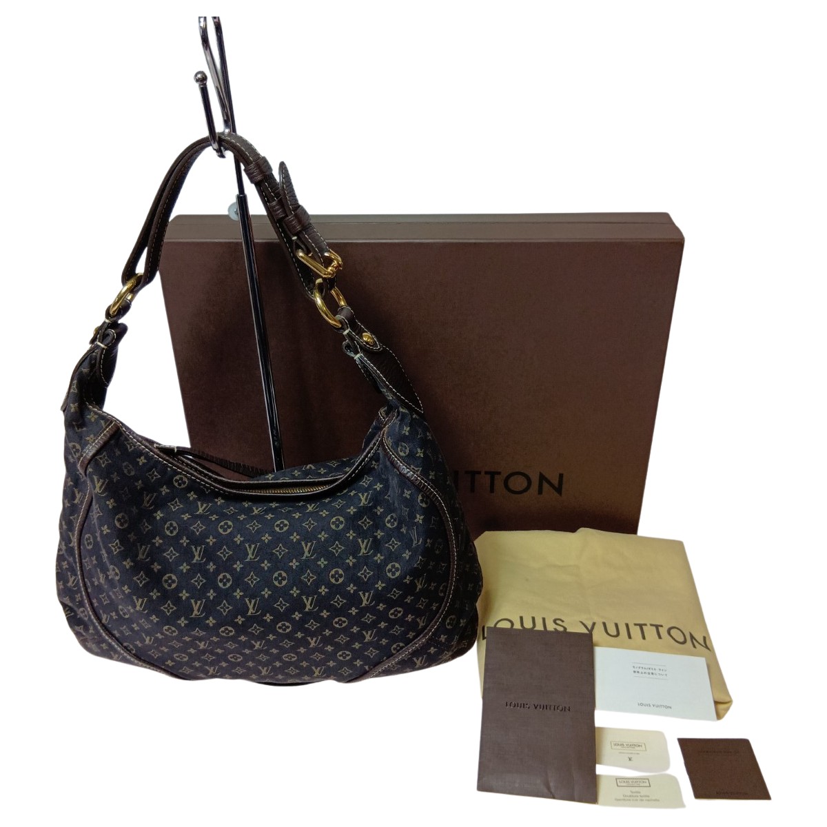 【中古】LOUIS VUITTON ルイヴィトン モノグラム・ミニ・ラン マノンMM ショルダーバッグ M95619 ダークブラウン 箱・布袋付 Bランク