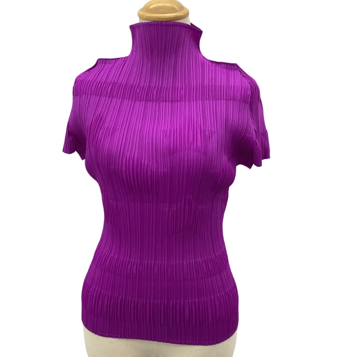 【中古】ISSEY MIYAKE イッセイミヤケ PLEATS PLEASE カットソー 星柄 SIZE 3 PP81-JK142 パープル Bランク