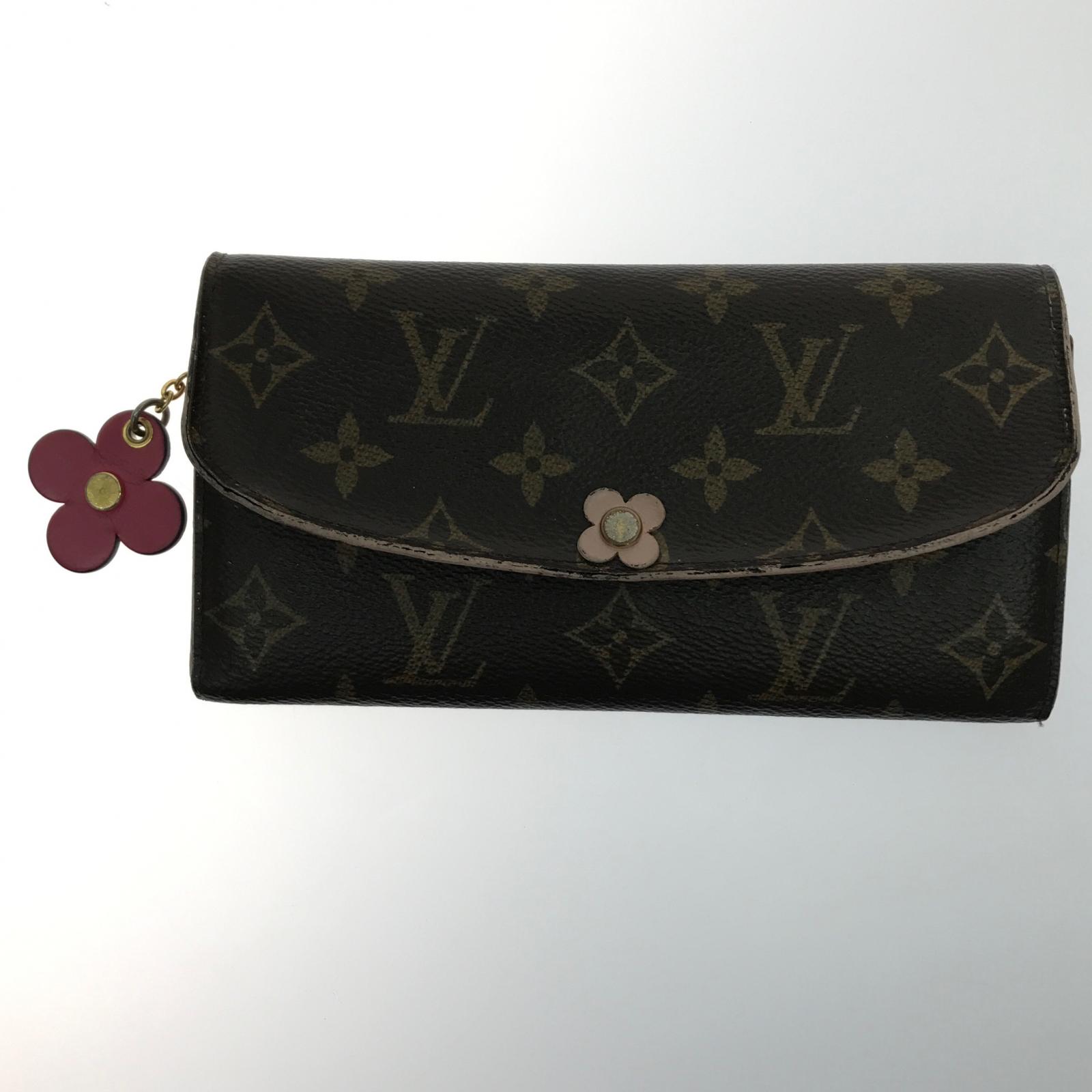 【中古】LOUIS VUITTON ルイヴィトン 財布 長財布 モノグラム ポルトフォイユエミリー M64202 ローズバレリーヌ Cランク