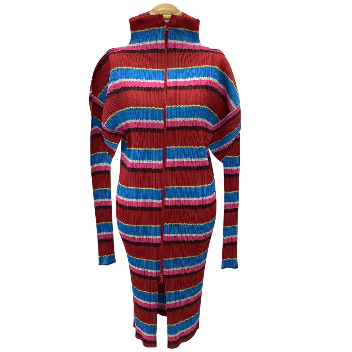 【中古】ISSEY MIYAKE イッセイミヤケ PLEATS PLEASE ジップアップ 衣装 SIZE 3 PP14-JD823 マルチ色つや B序列付ける