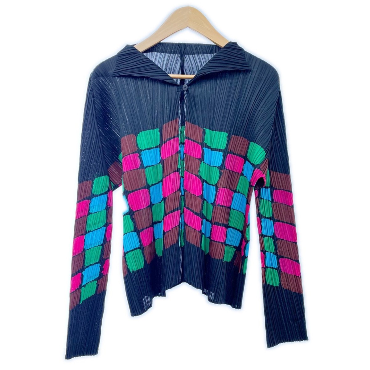 【中古】ISSEY MIYAKE イッセイミヤケ 色つや立ちはだかる ジレー 大きさ3 レディース PP23-JO762 黒いこと B序列付ける