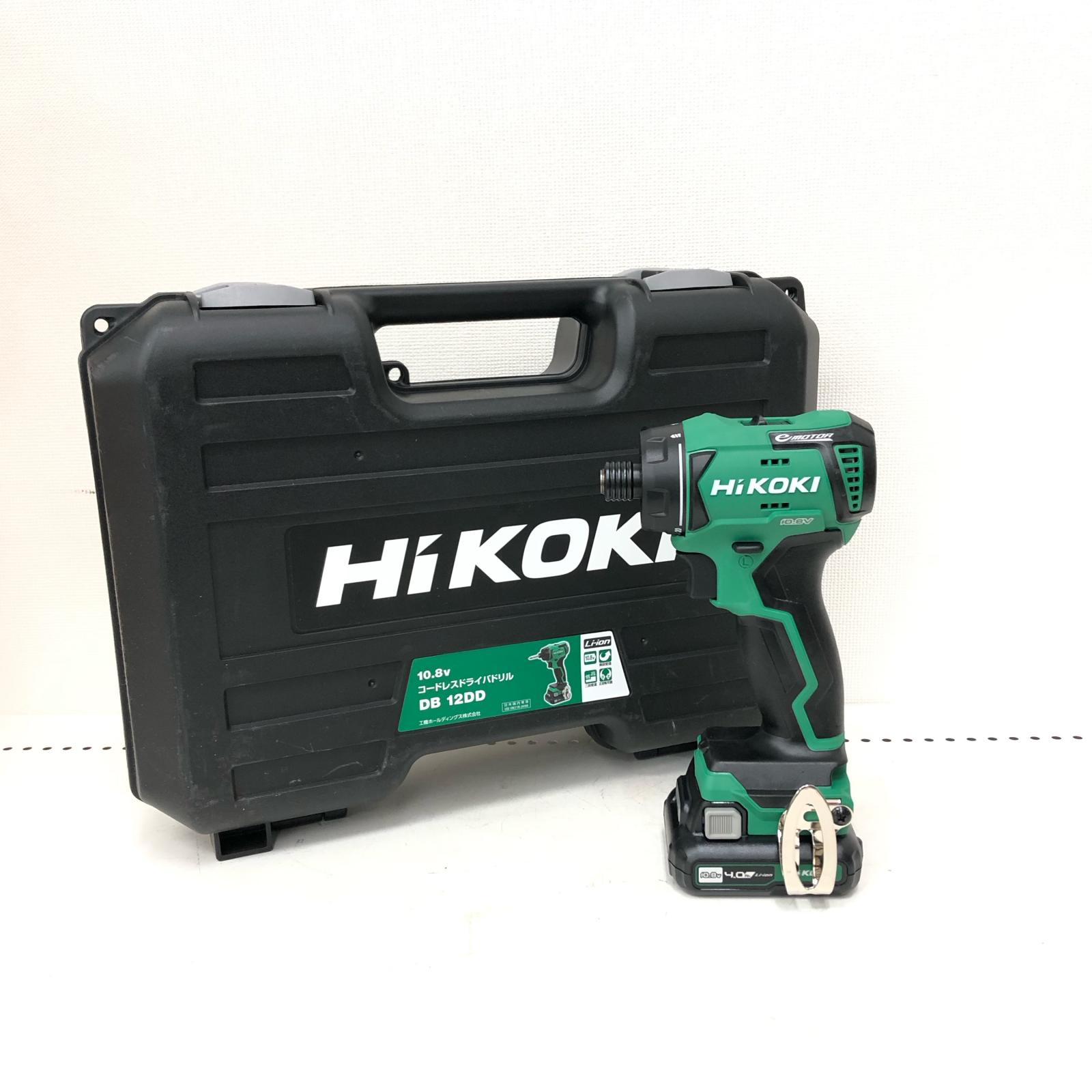 【中古】HiKOKI ハイコーキ 電動物の具 申し受ける式 10.8V コードレスドライバドリル 申し受ける器・申し受ける池2個・容れもの付 PSE見澄ます有 DB12DD A位置づける